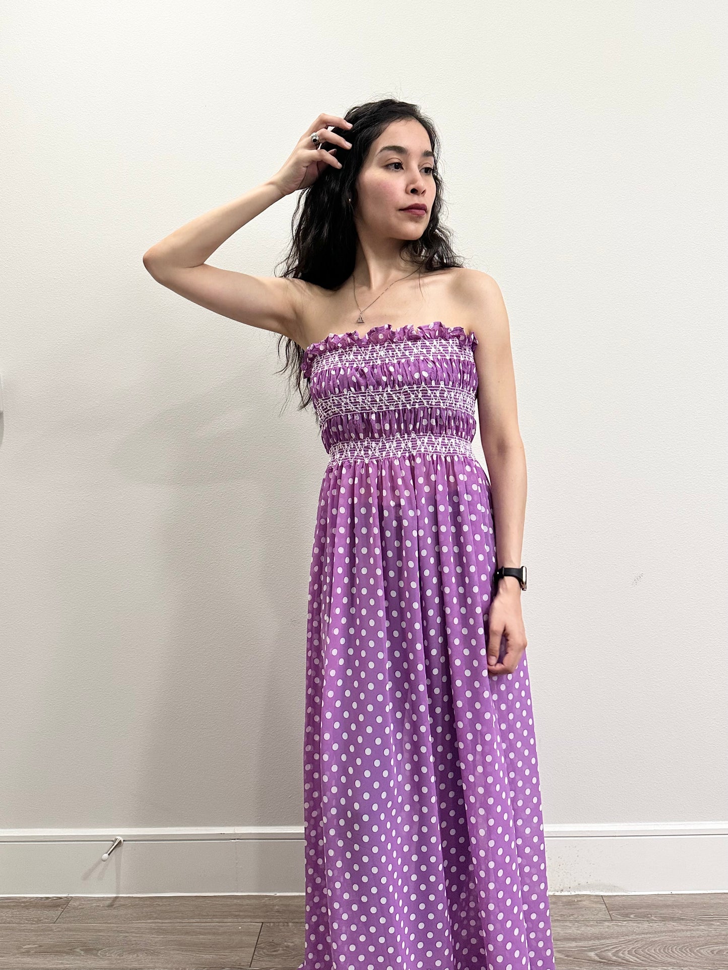 Polka dots purple dress