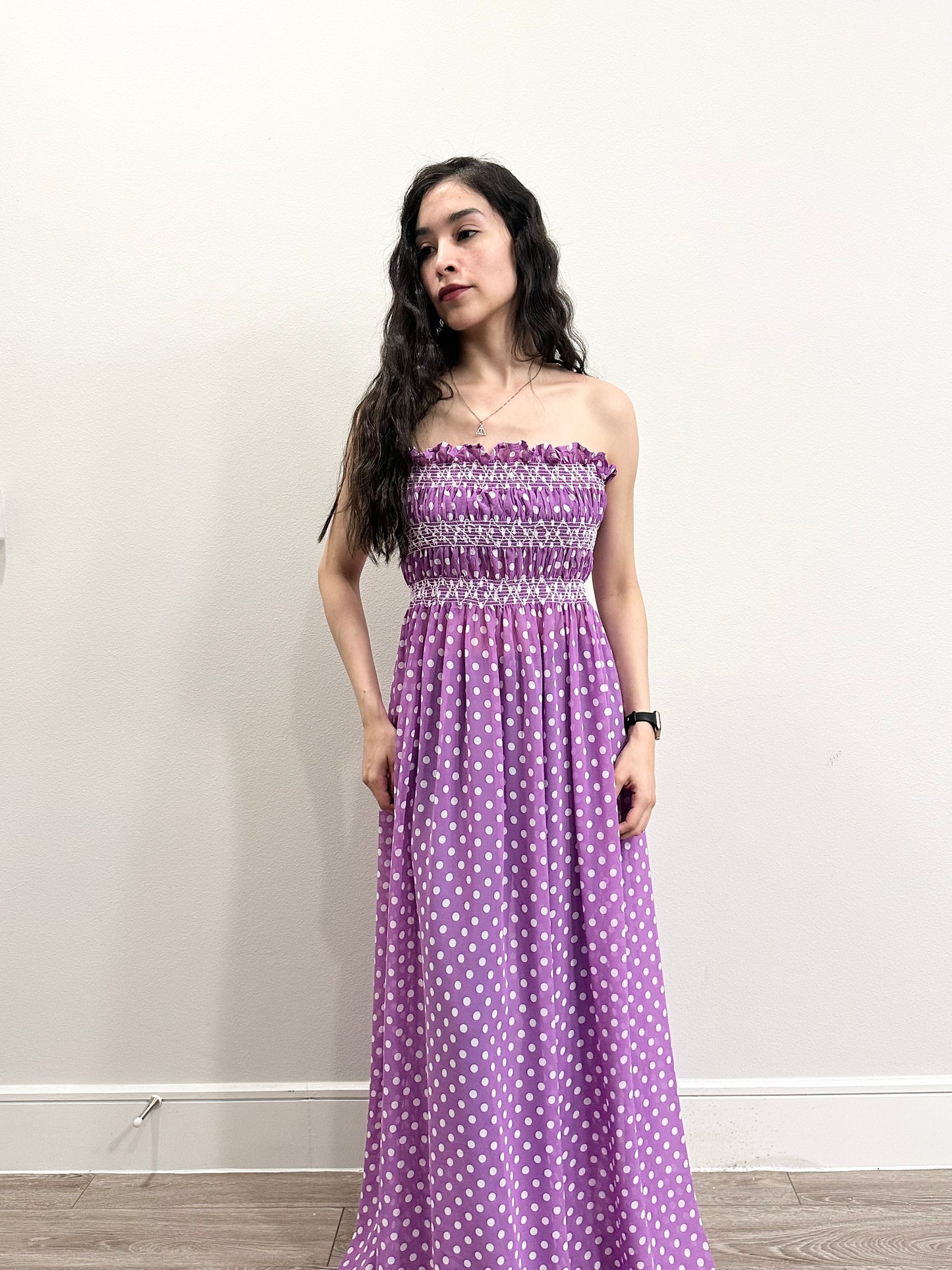 Polka dots purple dress